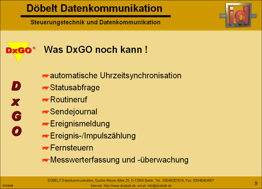 Dbelt Datenkommunikation - Produktprsentation: dxgo - Folie 9