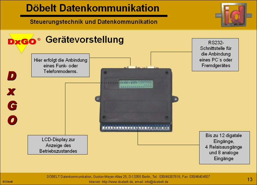 Dbelt Datenkommunikation - Produktprsentation: dxgo - Folie 13