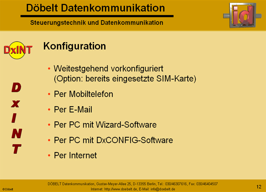 Dbelt Datenkommunikation - Produktprsentation: dxint - Folie 12