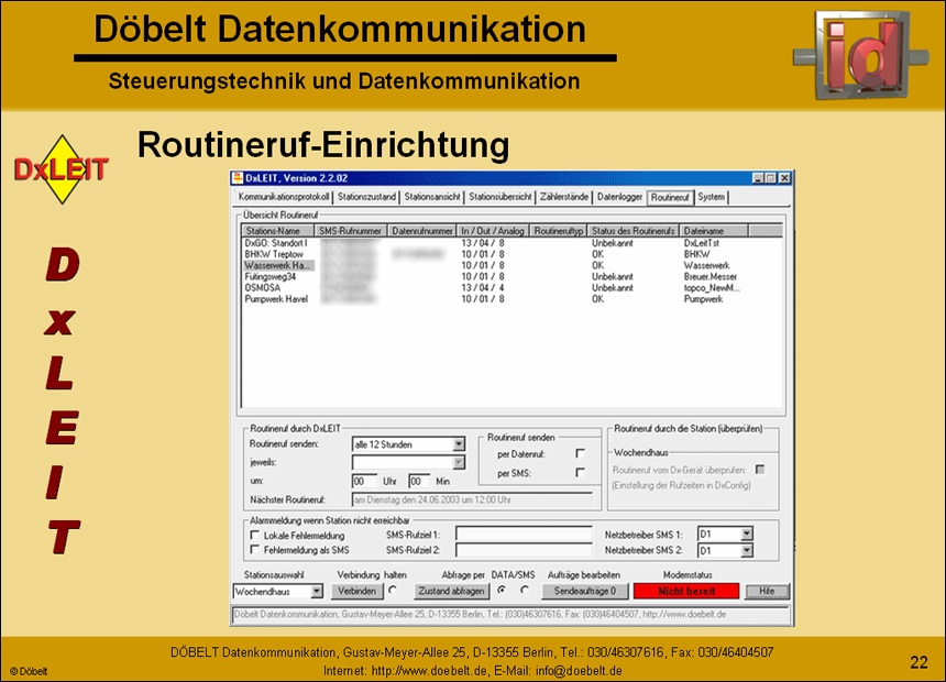 Dbelt Datenkommunikation - Produktprsentation: dxleit - Folie 22